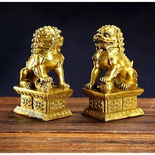 黃銅獅子擺件 北京獅 銅獅擺件 一對銅器 工藝品禮品 復古擺件 居家裝飾招財小物 臺灣出貨 附發票