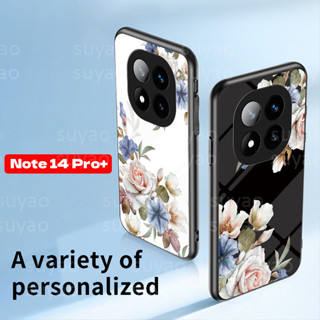 REDMI 適用於紅米 Note 14 Pro Plus Pro+ 2024 手機殼豪華大理石漸變花殼 Note14Pr