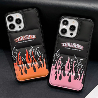 棉質羽絨服時尚火燄設計手機殻適用於 iPhone 16 15 14 12 11 13 Pro Max 保護套