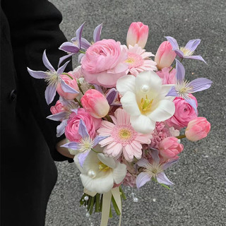 【手捧花】✨新品 臺灣熱銷 免運✨ins小清新領證結婚擺拍婚紗照道具戶外韓式美學街拍模擬手捧花束