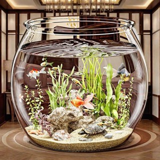 【臺灣 熱賣】魚缸家用 客廳 透明水族箱 加厚 塑膠 金魚缸 觀賞 生態 造景缸 桌面 收納盒