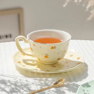 陶瓷咖啡杯 牛奶杯 休閑清新宮延家用輕奢英式網紅套裝辦公咖啡杯精緻碟杯下午茶杯 茶杯 馬克杯 ♚