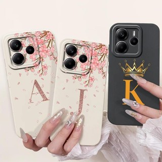 XIAOMI REDMI 適用於小米紅米 Note 14 4G 5G 手機殼可愛皇冠字母保護套防震手機殼適用於紅米 No