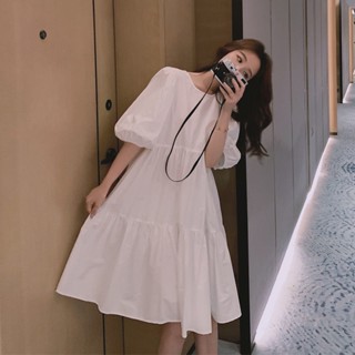 🎀Y.M服飾🎀洋裝 超仙小個子甜美森系娃娃裙女夏季ins法式復古泡泡袖初戀A字連衣裙 連衣裙 連身裙 夏季新款洋裝