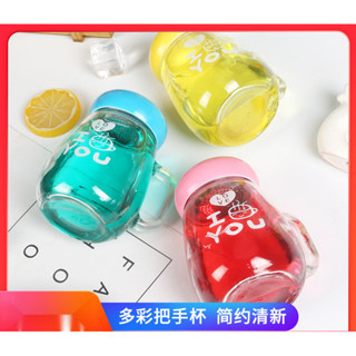 玻璃杯辦公室花茶杯泡茶過濾網玻璃帶把手牛奶卡通兒童水杯 帶濾網泡茶杯 透明玻璃壺 耐熱防爆直火玻璃泡茶杯