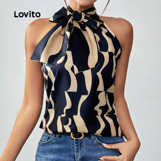 Lovito 女士休閒幾何抽繩扣環背心 LBL23470