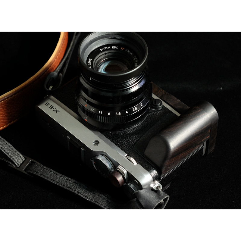光影交錯|相機黑檀木手柄 原創設計 適用於Fujifilm富士 X-E3 XE3獨特攝影風格