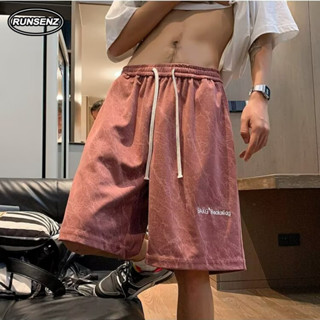 M-4XL 韓版時尚燈芯絨短褲男士女士休閒寬鬆直筒短褲