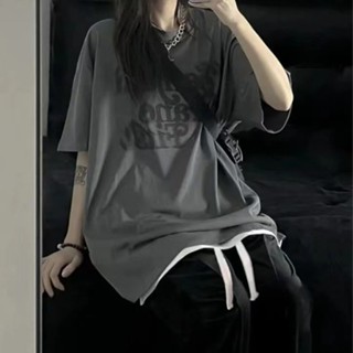 愛依依 套裝 短袖上衣 長褲 寬褲S-2XL韓版學生美式時尚短袖T恤慵懶風上衣寬鬆休閒闊腿褲-2776.