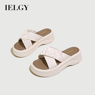 IELGY 法式厚底交叉涼拖鞋女夏季休閒度假沙灘