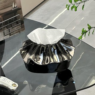 🚀臺灣出貨🚀 【高顏擺件】陶瓷花邊包包紙巾盒客廳高階感輕奢抽紙盒創意設計感高檔茶几擺件