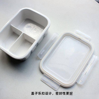 「促銷+免運」211餐具|卡通陶瓷飯盒帶蓋密封微波爐加熱分餐盒學生上班族便當盒減脂餐盒可微波便當盒分隔便當盒211餐盒三