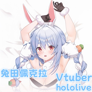 Vtuber 兔田佩克拉 Hololive 二次元動漫遊戲周邊等體抱枕遊戲動漫角色雙面印花人形長條抱枕套 桃皮絨 2WT
