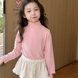 100-170CM 秋冬款男女童簡約羊絨中高領打底衫 中大童素色內搭長袖T恤上衣 現貨 快速出貨