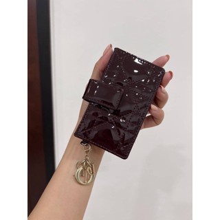 Dior 迪奧 lady dior Street Style Plain 深紫色 牛皮 卡夾 短夾 錢包 卡包 名片夾