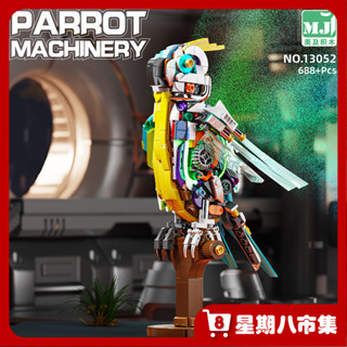 【新店特惠】美及機械崑蟲 積木螳螂 鯊魚 3d 立體鸚鵡 模型 拚裝玩具 擺件生日禮物