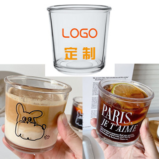 【客製化】【玻璃杯】LOGO定製 咖啡盃 玻璃高顔值水盃子 濃縮冰美式拿鐵廣告印字禮品訂做