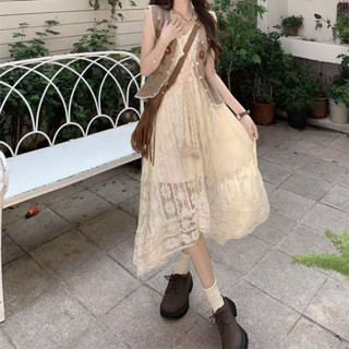 【奇奇樂百貨店】韓版浪漫氛圍波西米亞流蘇蕾絲洋裝 針織背心 夏季洋裝 渡假洋裝 波西米亞洋裝