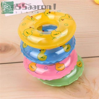AARON1 迷你環游泳玩具,充氣黃鴨娃娃屋微型游泳環,娃娃配件 PVC DIY 鴨子洗澡漂浮救生圈模型泳裝玩具配件
