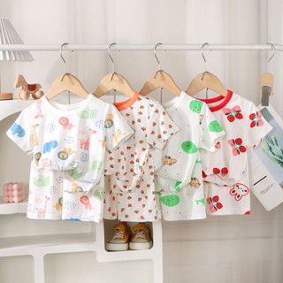 糖寶BABY品質童裝 【一週內1萬+人拼單】兒童套裝新款家居服夏季冰絲薄款短袖男童女童空調兩件套寶寶睡衣