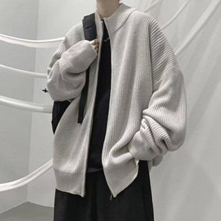 NANS 臺灣現貨 薄外套 外套 青少年秋冬季針織衫男寬鬆ins潮流大碼胖子oversize純色立領襯衣