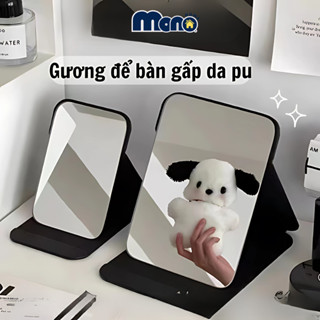HERO 可折疊 PU 皮革辦公桌鏡,辦公桌、學生旅行折疊化妝鏡