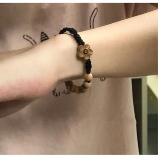 本命年手鏈女桃木手繩倖運手環 中式複古佛珠如意木質手串手環編織