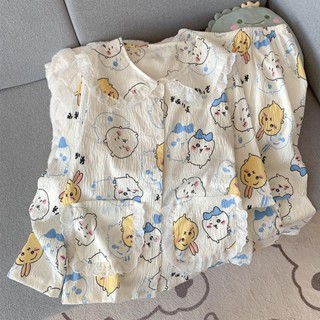 吉伊卡哇睡衣 雲朵棉質睡衣 娃娃領睡衣 女生睡衣 短袖 柔軟睡衣 家居服 卡通睡衣 長袖+長褲睡衣套裝