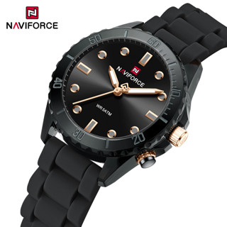 NAVIFORCE NF7115 女士簡約石英手錶 5ATM 防水超薄矽膠錶帶夜光指標優雅禮服手錶女士禮物