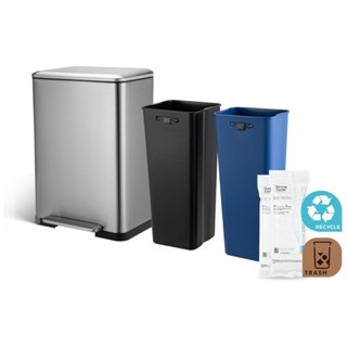 Home Zone 不鏽鋼 分類緩降垃圾桶 30L+20L 二件組