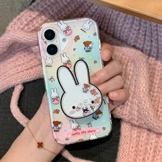 適用於 Apple IPhone 16 15 14 13 12 Pro Max 防震殼的彩色米菲兔熊和搖擺支架 TPU