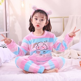 大減價📣秋冬季兒童法蘭絨睡衣男童女童加厚家居服中大童家居服套裝 JDVD