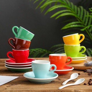✨新品特價/免運#意式濃縮咖啡盃碟套裝小號特濃espresso精緻迷你盃子下午茶盃80ML