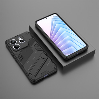 REDMI XIAOMI 適用於小米紅米 Note 14 5G 4G Note14 朋克支架手機殼硬質時尚盔甲防震保護套