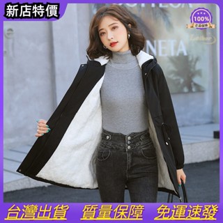 加絨棉服外套女中長款2024冬季新款韓版加厚洋氣羊羔毛風衣大衣潮MIANF