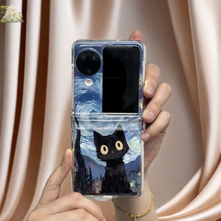 梵高星空貓咪 SAMSUNG Galaxy Z Flip 3 4 5 6 5G手機殼三星Flip5折疊機透明殼防摔殼套