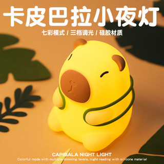 【🔥爆款新品】✨卡皮巴拉小夜燈 烏龜水豚夜燈 七彩矽膠拍拍燈 柔軟解壓捏捏燈 造型床頭燈 兒童伴睡燈 氣氛燈 生日禮物