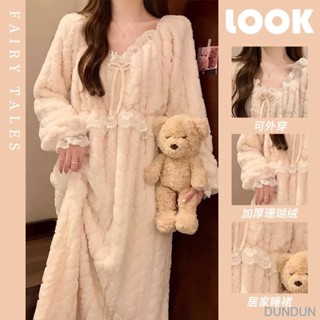 【臺出免運】法蘭絨睡衣女冬季加絨加厚珊瑚絨睡裙2024新款女生長款春秋冬季 長袖睡衣 法蘭絨睡衣 珊瑚絨睡衣 冬季睡衣