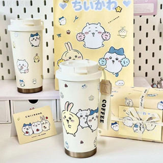 吉伊卡哇吸管保溫杯 316不鏽鋼咖啡隨行杯 便攜大容量雙飲水壺 生日禮物可愛小八烏薩奇chiikawa