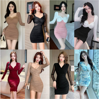 【超商免運】長袖洋裝 包臀連衣裙 夜店洋裝 性感洋裝 辣妹洋裝 派對洋裝 包臀洋裝 低胸洋裝 小個子洋裝 貼身洋裝