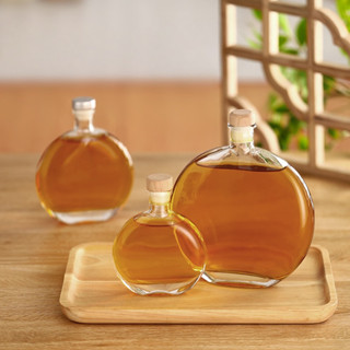 現貨【酒瓶】創意圓形 冷萃茶玻璃瓶 冷泡茶酒壺 咖啡透明瓶子 可訂製logo 分裝茶壺