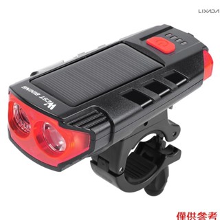 West BIKING 太陽能自行車燈 USB 可充電 LED 自行車頭燈防水自行車喇叭警告 La