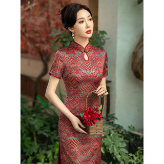 長禮服 宴會服 亮片禮服 小個子喜婆婆旗袍2025年新款裙日常中老年新式洋裝媽媽高階禮服