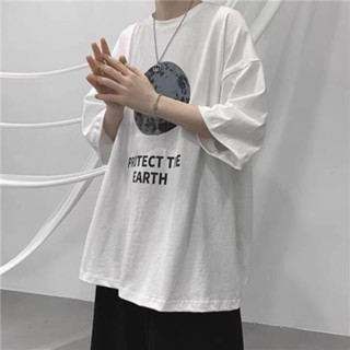 M-5XL印花tt恤大尺碼男生衣服男裝夏季新款港風t恤男短袖潮流大碼加大半袖休閒寬鬆學生五分潮牌T恤