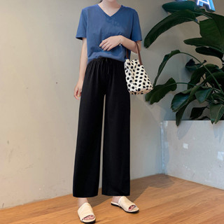 胖胖美依 休閒褲 長褲 寬褲 高腰闊腿褲女夏季薄款學生韓版大碼胖mm寬鬆顯瘦休閒直筒褲-6200.