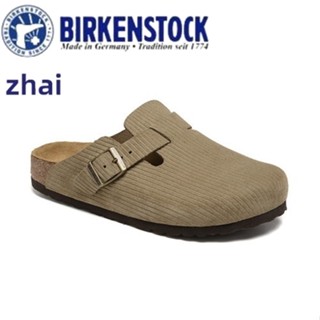 Birkenstock 窄版男/女寶博軟木條紋麂皮拖鞋沙灘休閒鞋35-40