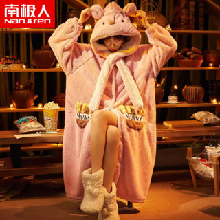 限時特賣 迪士尼維尼熊睡袍女冬季刷毛加厚珊瑚絨秋冬款睡衣長款浴袍家居服 珊瑚絨睡袍 秋冬睡衣 加厚睡袍 長袖睡衣 內刷