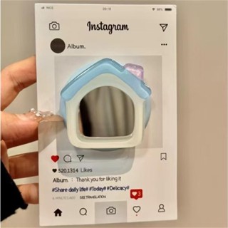 韓國可愛 3D 藍屋化妝鏡磁性 Griptok 支架手機指環支架支援 iPhone 16 女孩支架