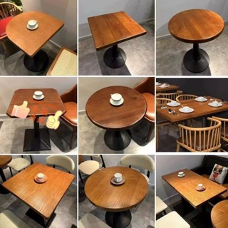 復古咖啡廳桌子 西餐廳實木小圓桌 蛋糕店民宿餐桌 甜品奶茶店餐桌椅組合
