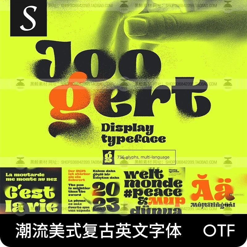 經典美式復古西部海報大標題排版設計英文字體PS/Ai字體包TTF